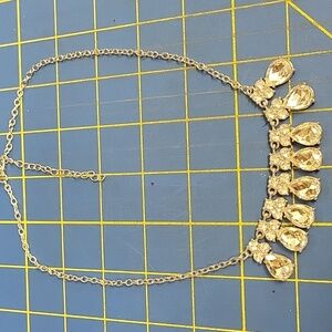 Diamond Faux Stones Silver Tone 18" + 3" Extension Necklace
